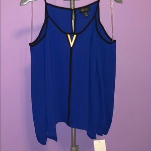 Royal blue open shoulder blouse